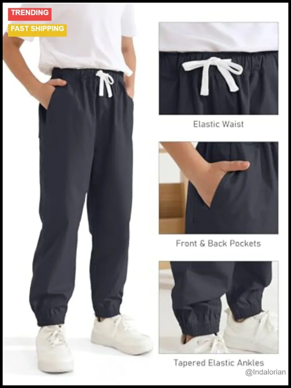 3-Pack Boys Pull-On Jogger Pants Cotton Stretch Chino Elastic Waist